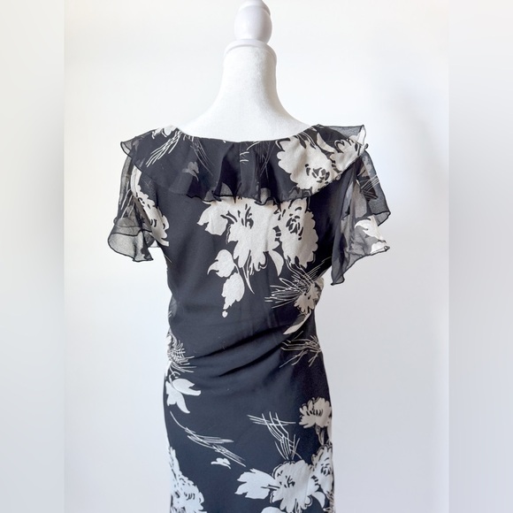 Vintage Floral Ruffle Black Dress - Picture 6 of 7